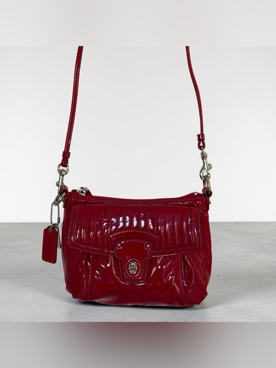 Handbags - Coach Poppy Red Liquid Gloss Patent Leather Crossbody Bag Y2K